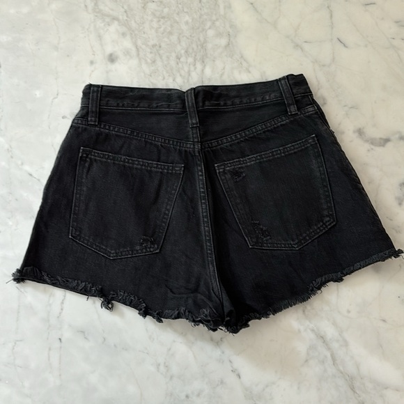 Abercrombie & Fitch High Rise Cheeky Black Distressed Denim Shorts Size 27 - Picture 3 of 5